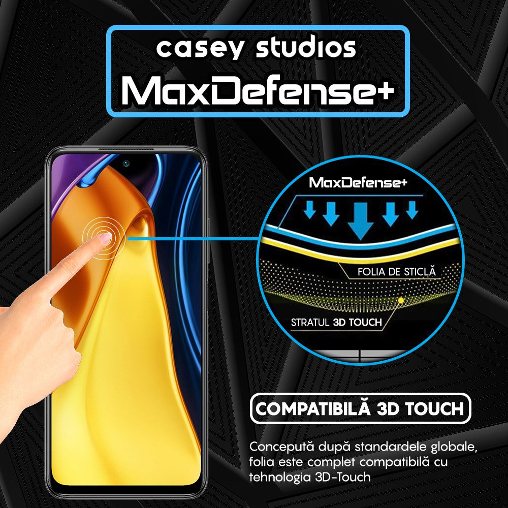 Folie Sticla MaxDefense+ - Xiaomi Poco M5s/Redmi Note 10 4G/Redmi Note 10S - Negru