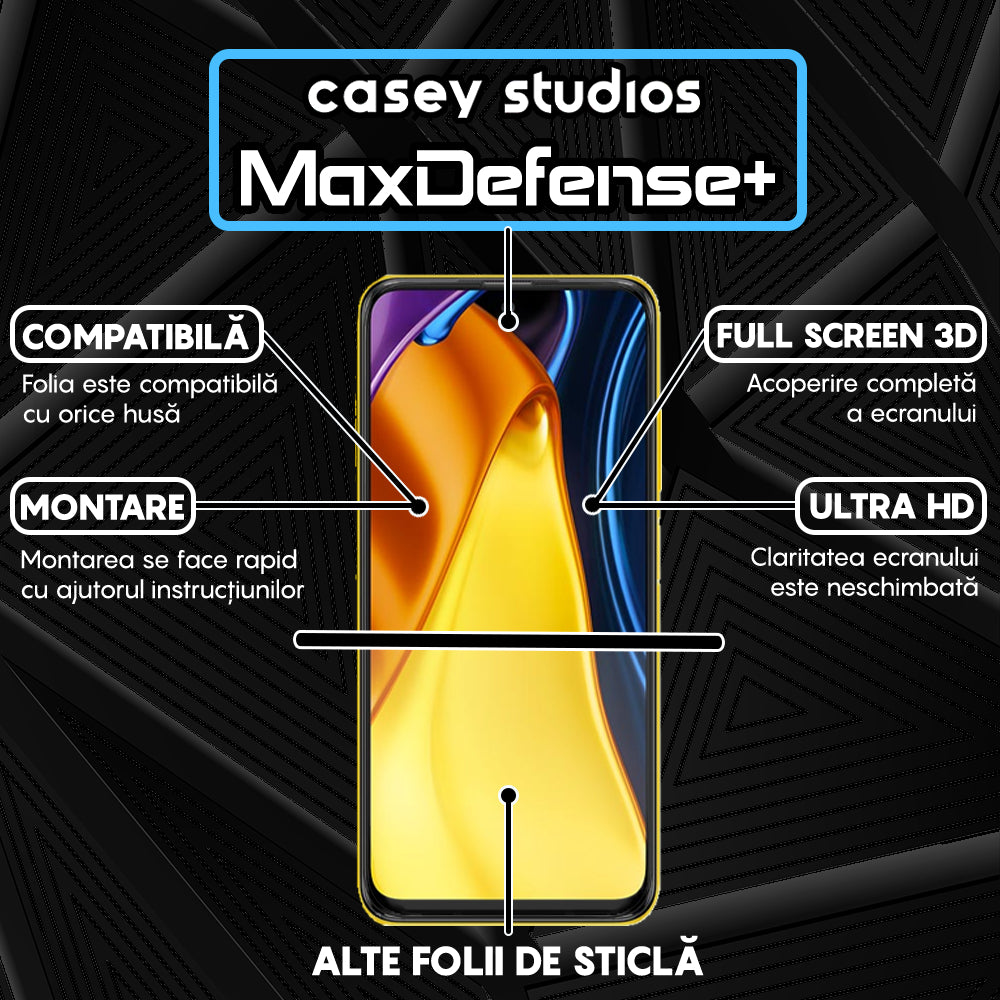 Folie Sticla MaxDefense+ - Xiaomi Poco M3 PRO/Xiaomi Poco M3 PRO 5G - Negru