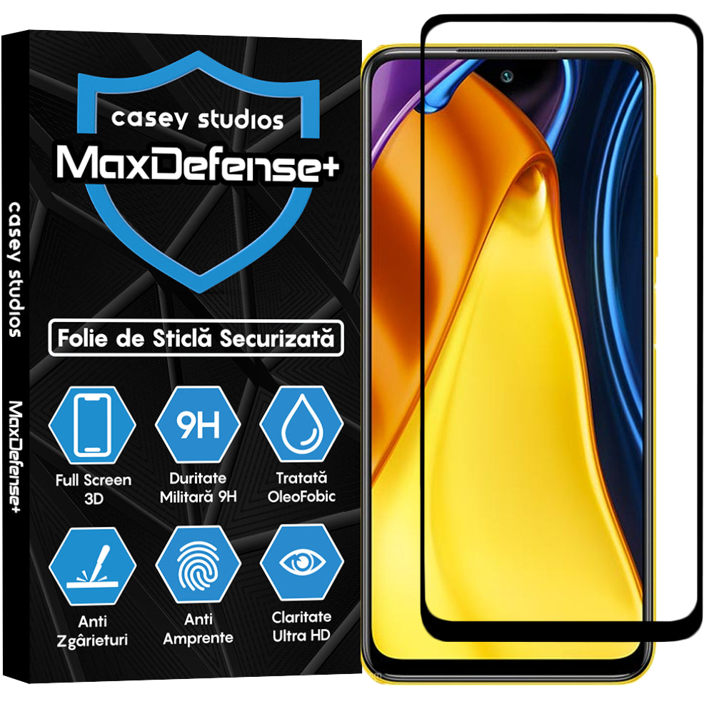 Folie Sticla MaxDefense+ - Xiaomi Poco M3 PRO/Xiaomi Poco M3 PRO 5G - Negru