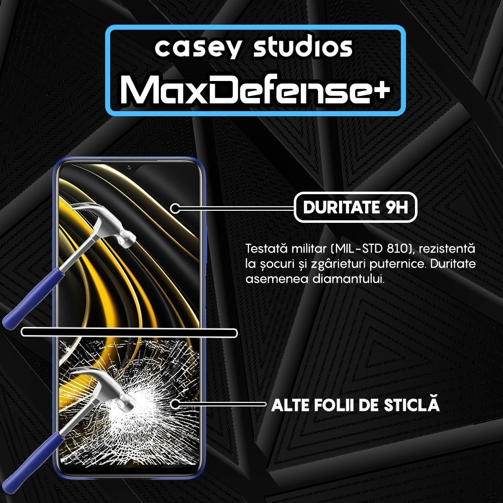 Folie Sticla MaxDefense+ - Xiaomi Poco M3/Redmi 9T - Negru