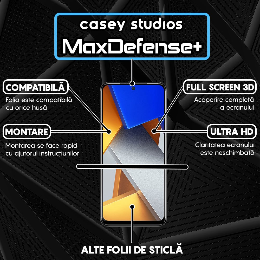 Folie Sticla MaxDefense+ - Xiaomi Poco M4 Pro 5G - Negru