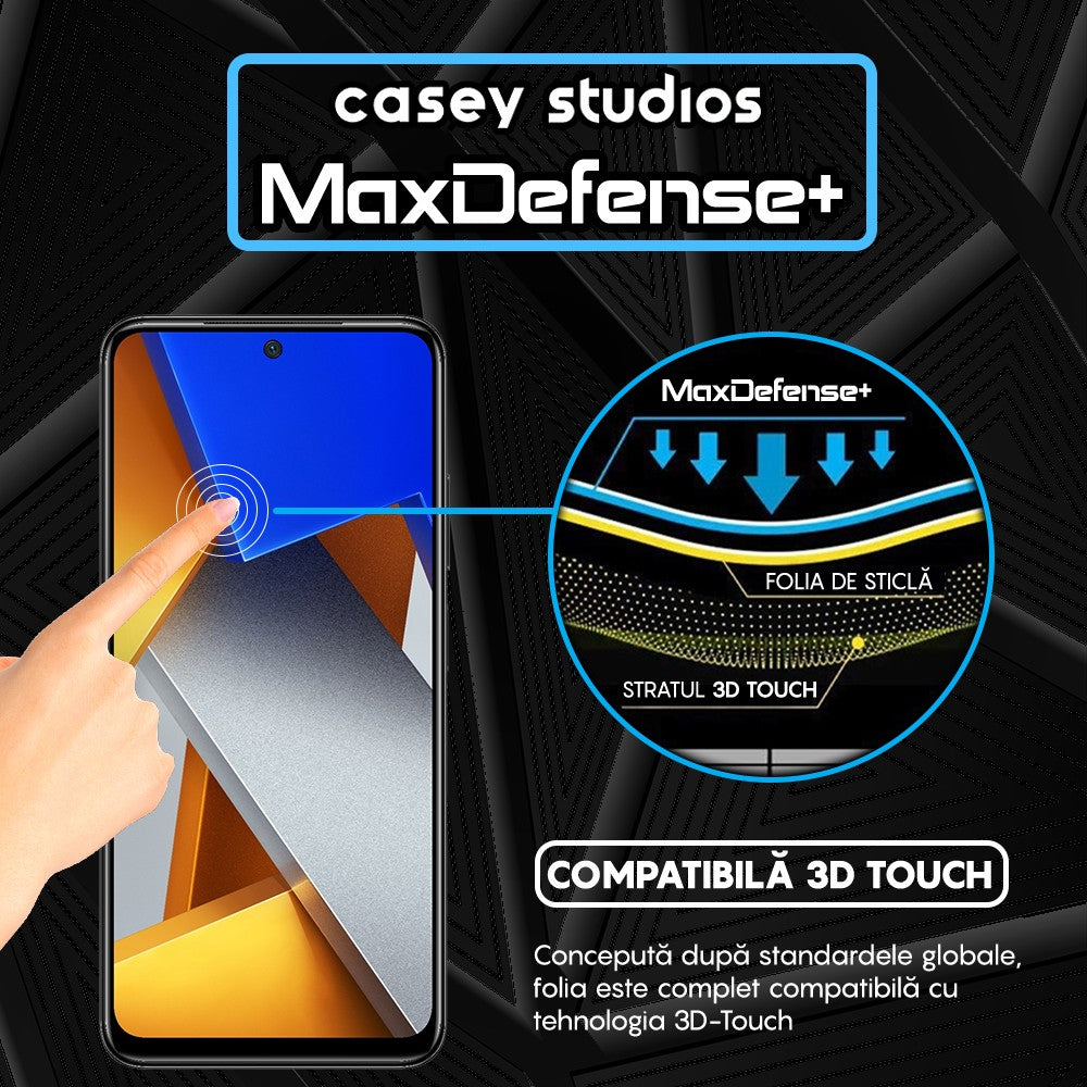 Folie Sticla MaxDefense+ - Xiaomi Poco M4 Pro 5G - Negru