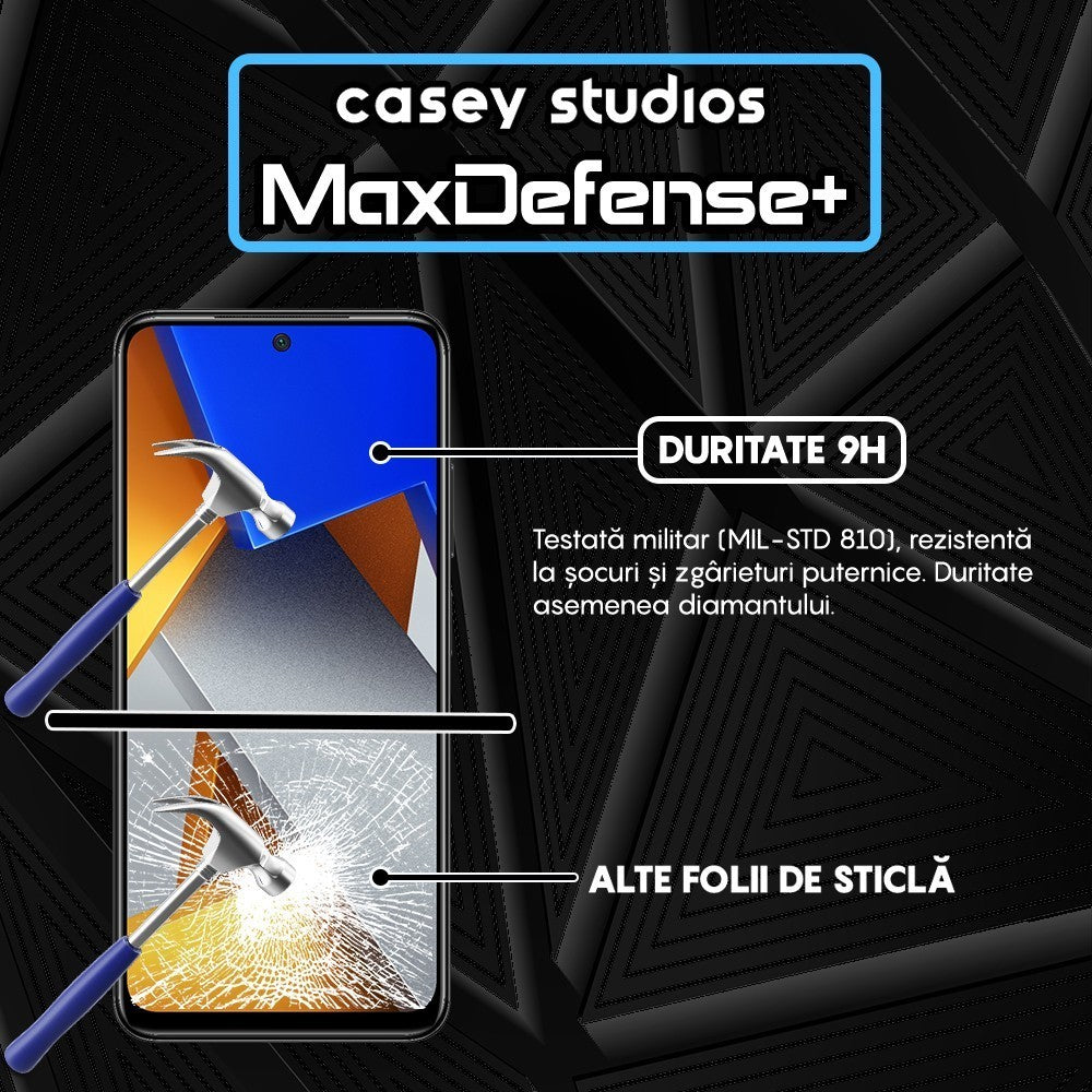 Folie Sticla MaxDefense+ - Xiaomi Poco M4 Pro 5G - Negru