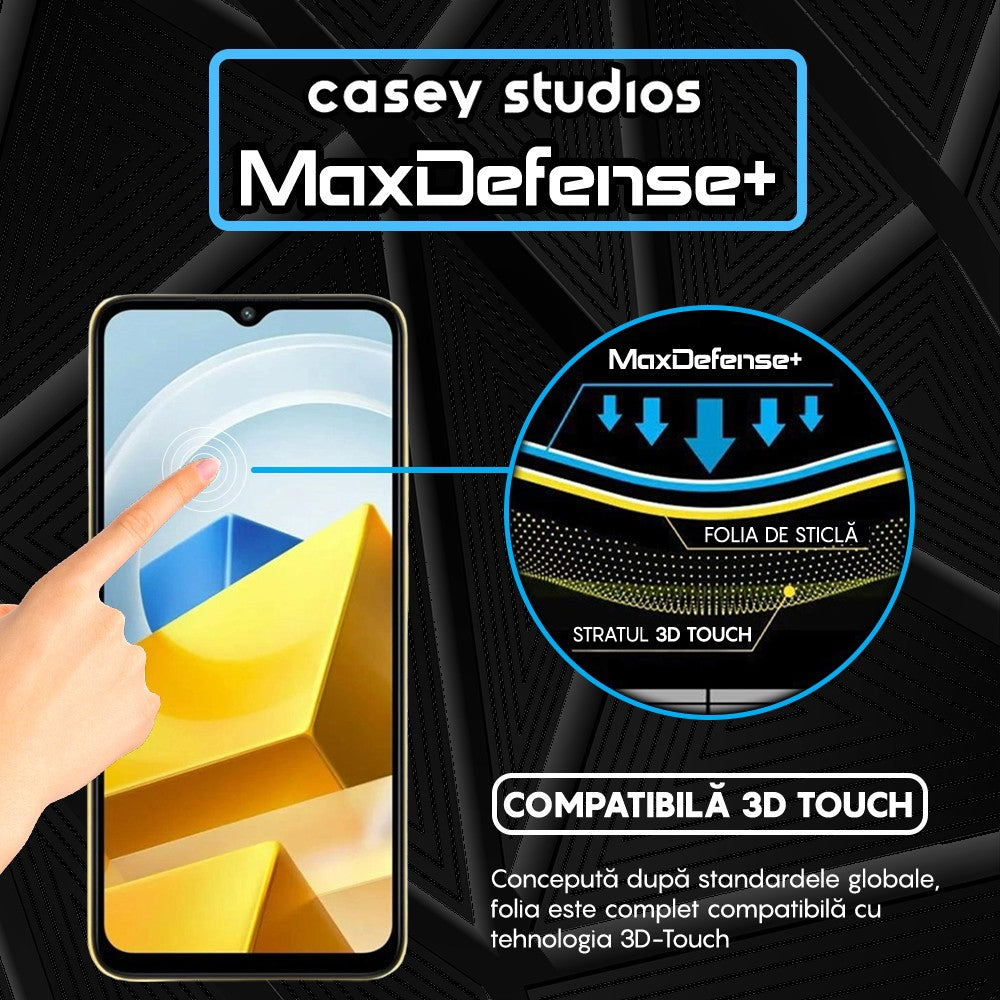 Folie Sticla MaxDefense+ - Xiaomi Poco M5 - Negru