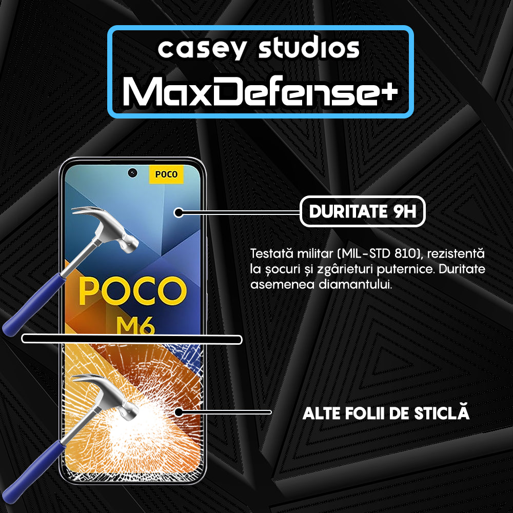 Folie Sticla MaxDefense+ - Xiaomi Poco M6 4G - Negru
