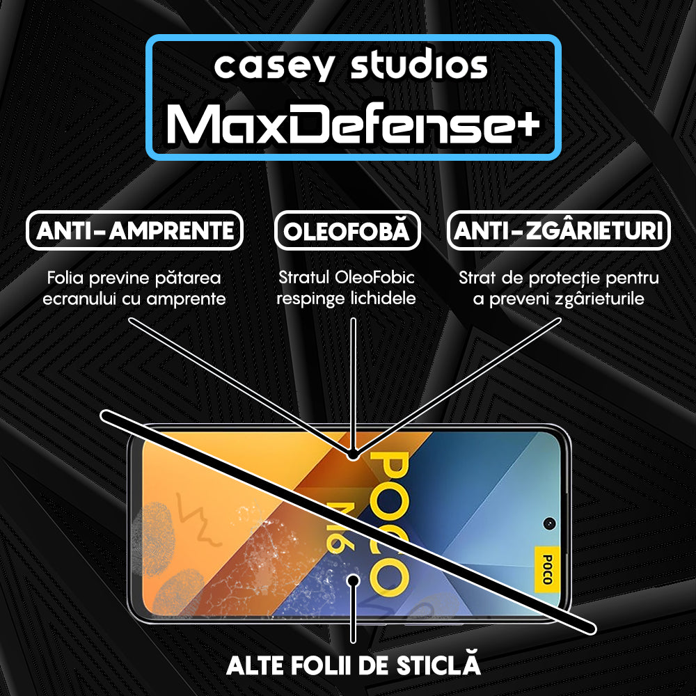 Folie Sticla MaxDefense+ - Xiaomi Poco M6 4G - Negru