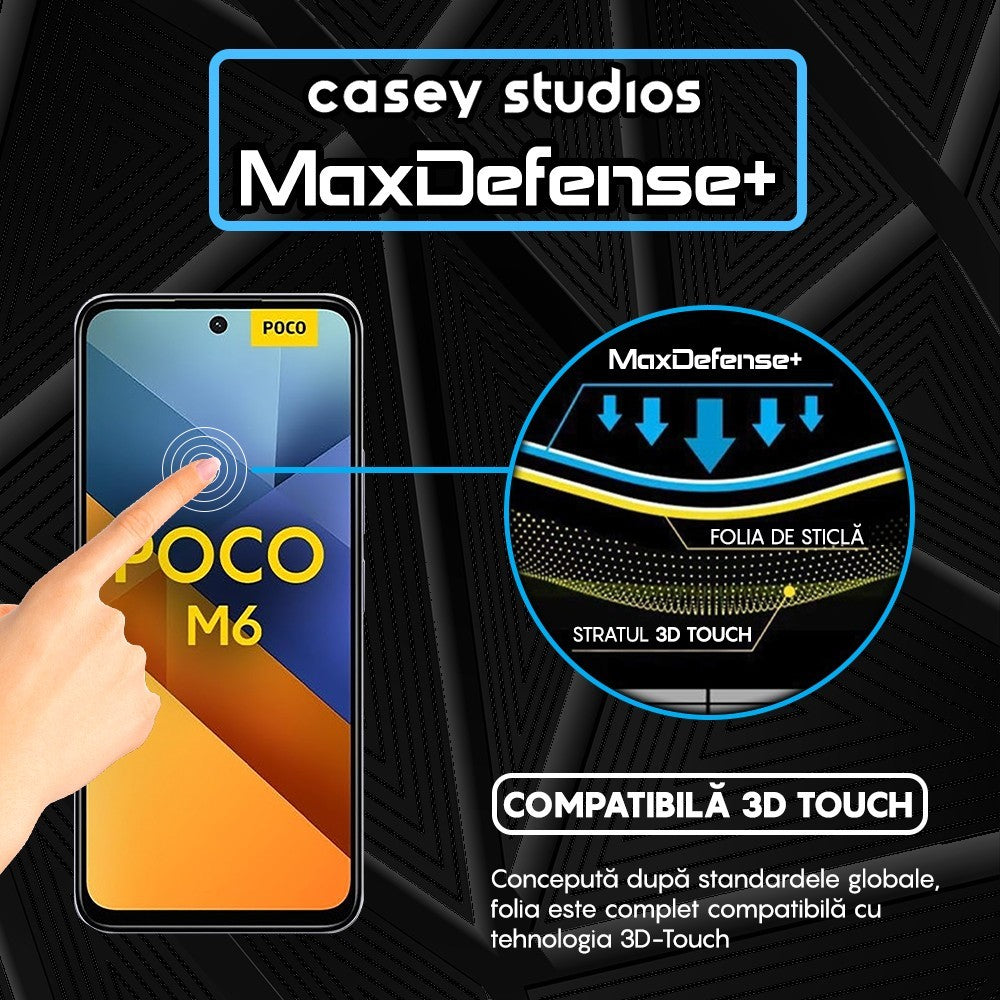 Folie Sticla MaxDefense+ - Xiaomi Poco M6 4G - Negru