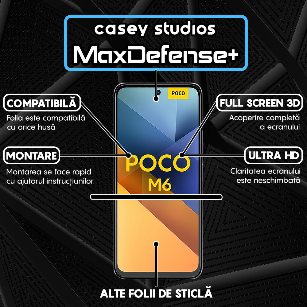 Folie Sticla MaxDefense+ - Xiaomi Poco M6 4G - Negru