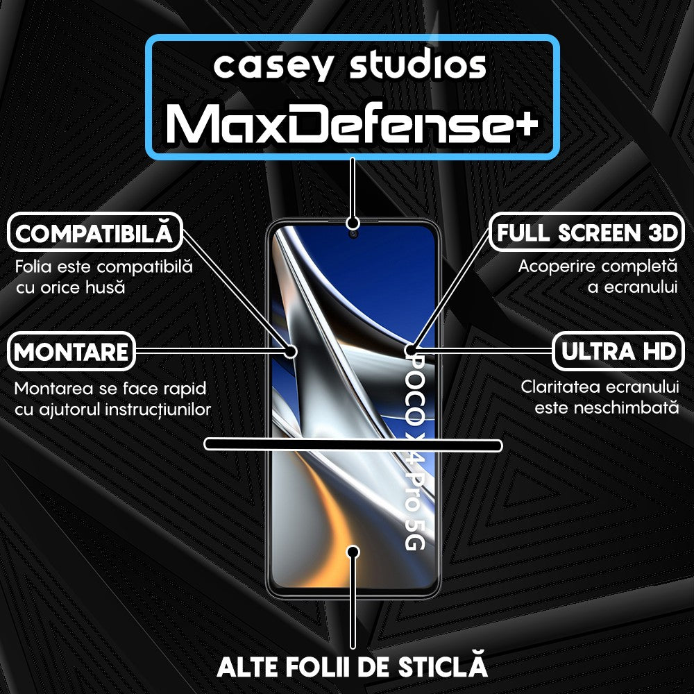 Folie Sticla MaxDefense+ - Xiaomi Poco X4 Pro 5G/Redmi Note 11 Pro 4G/Redmi Note 11 Pro 5G/Redmi Note 11 Pro+ 5G - Negru