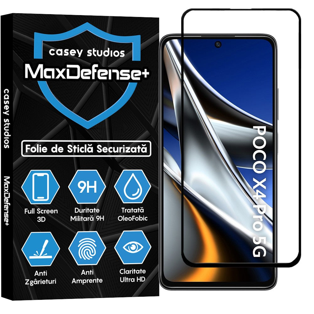 Folie Sticla MaxDefense+ - Xiaomi Poco X4 Pro 5G/Redmi Note 11 Pro 4G/Redmi Note 11 Pro 5G/Redmi Note 11 Pro+ 5G - Negru