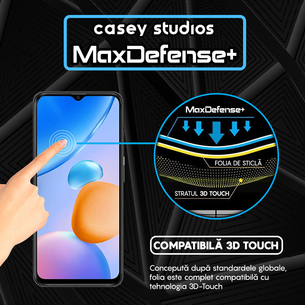 Folie Sticla MaxDefense+ - Xiaomi Redmi 10 5G - Negru