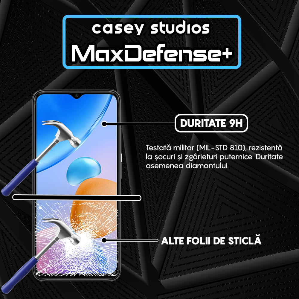 Folie Sticla MaxDefense+ - Xiaomi Redmi 10 5G - Negru
