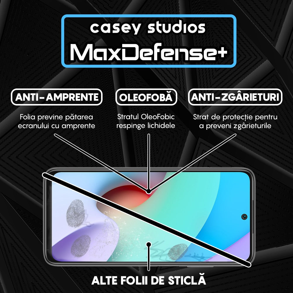 Folie Sticla MaxDefense+ - Xiaomi Redmi 10/Redmi 10 2022 - Negru