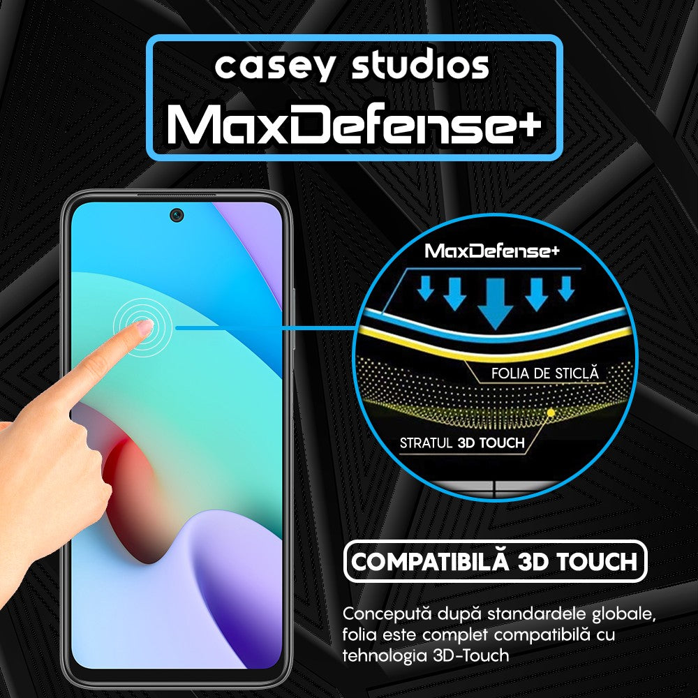 Folie Sticla MaxDefense+ - Xiaomi Redmi 10/Redmi 10 2022 - Negru