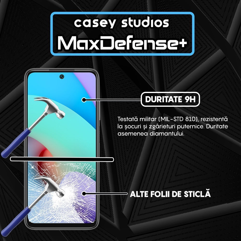 Folie Sticla MaxDefense+ - Xiaomi Redmi 10/Redmi 10 2022 - Negru