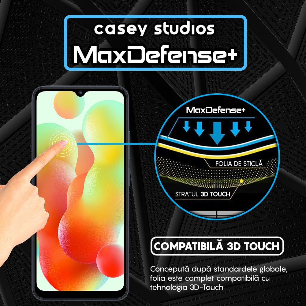 Folie Sticla MaxDefense+ - Xiaomi Redmi 10C/12C - Negru