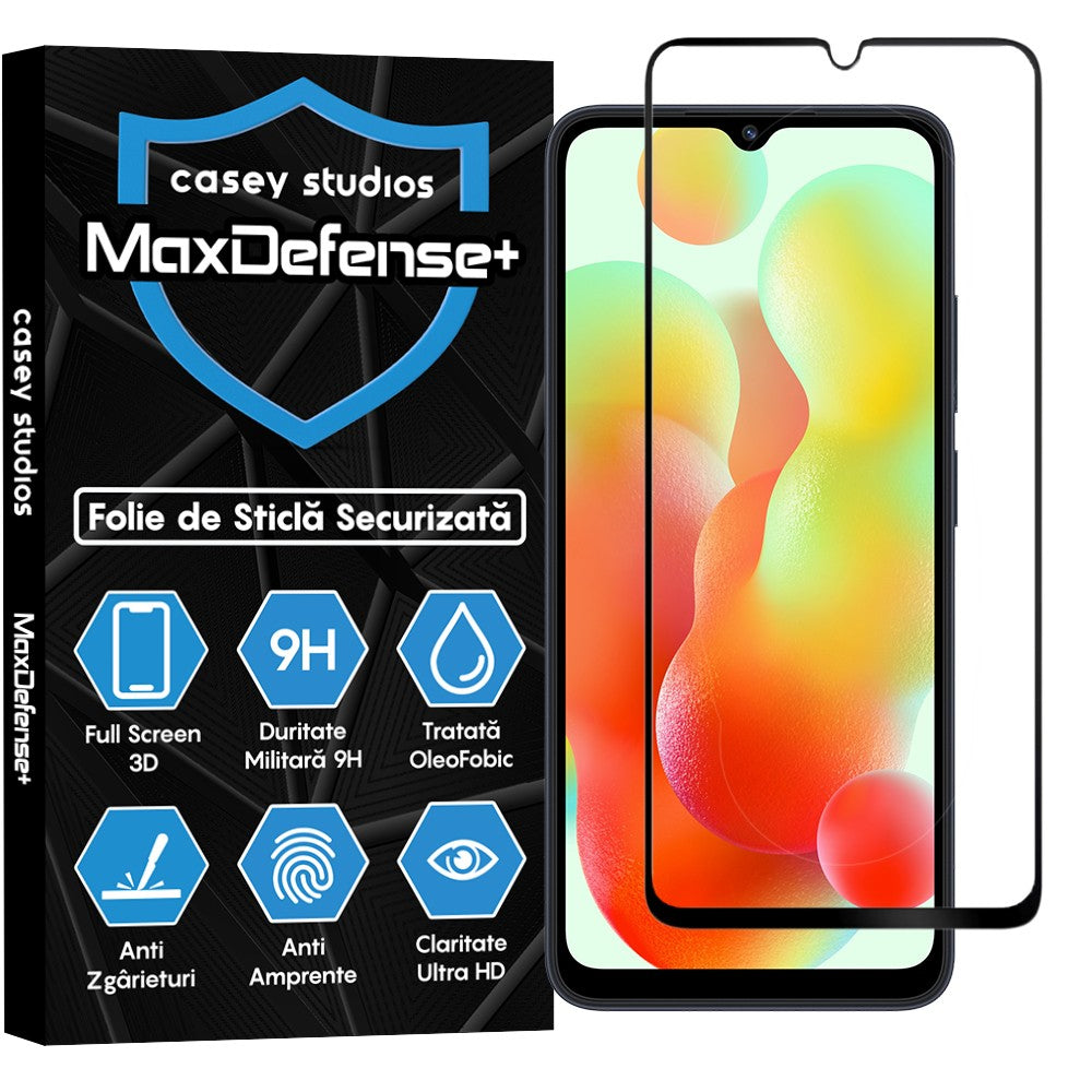 Folie Sticla MaxDefense+ - Xiaomi Redmi 10C/12C - Negru