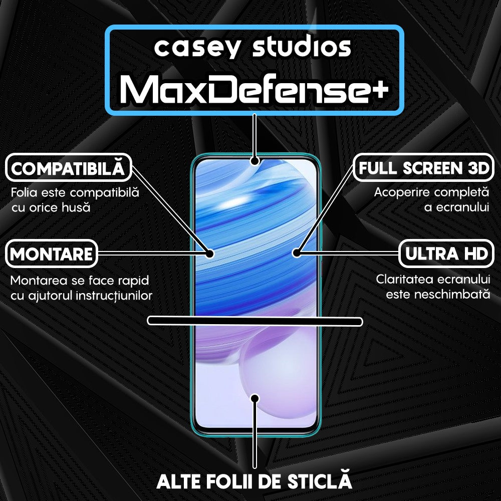 Folie Sticla MaxDefense+ - Xiaomi Redmi 10X 5G/Redmi 10X Pro 5G - Negru