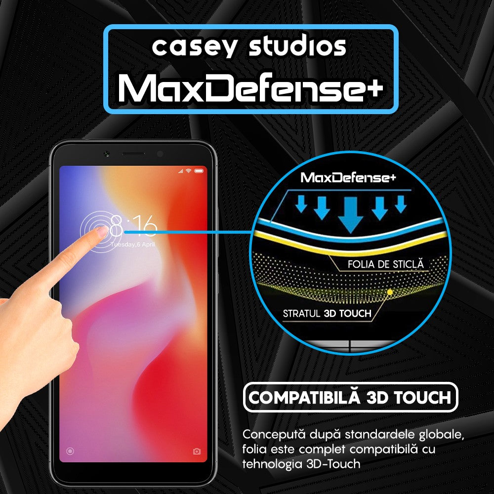 Folie Sticla MaxDefense+ - Xiaomi Redmi 6/Redmi 6A - Negru