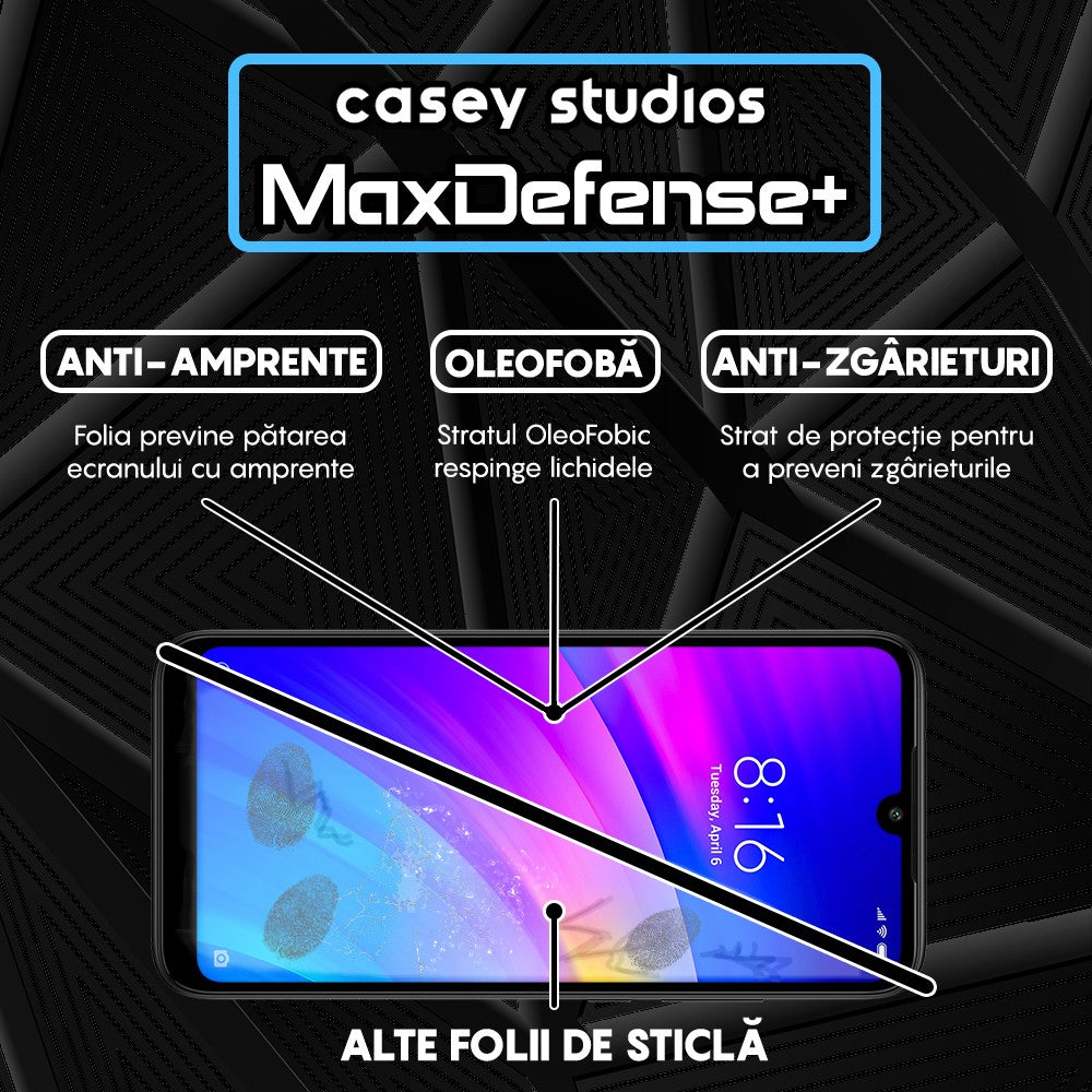 Folie Sticla MaxDefense+ - Xiaomi Redmi 7 - Negru