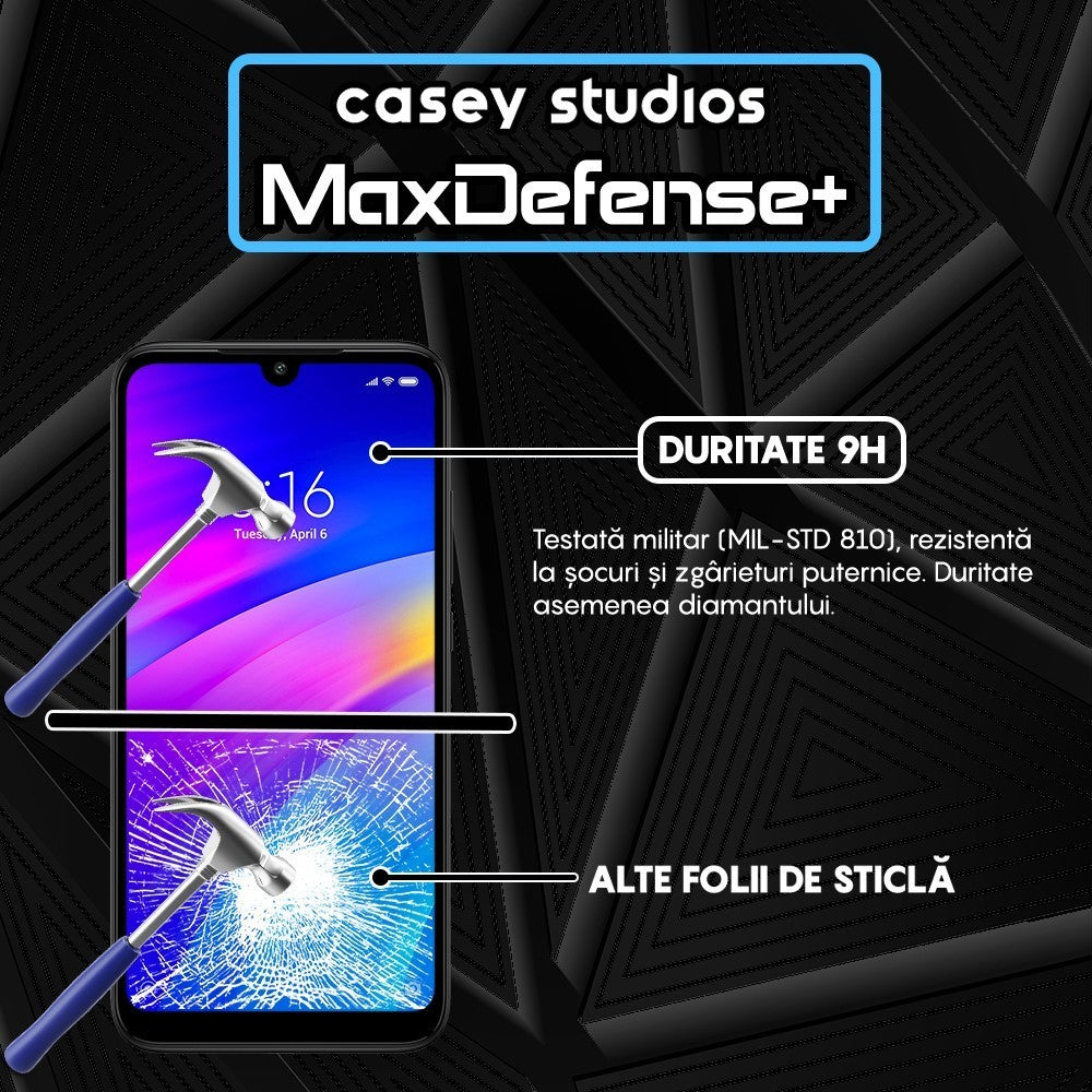 Folie Sticla MaxDefense+ - Xiaomi Redmi 7 - Negru