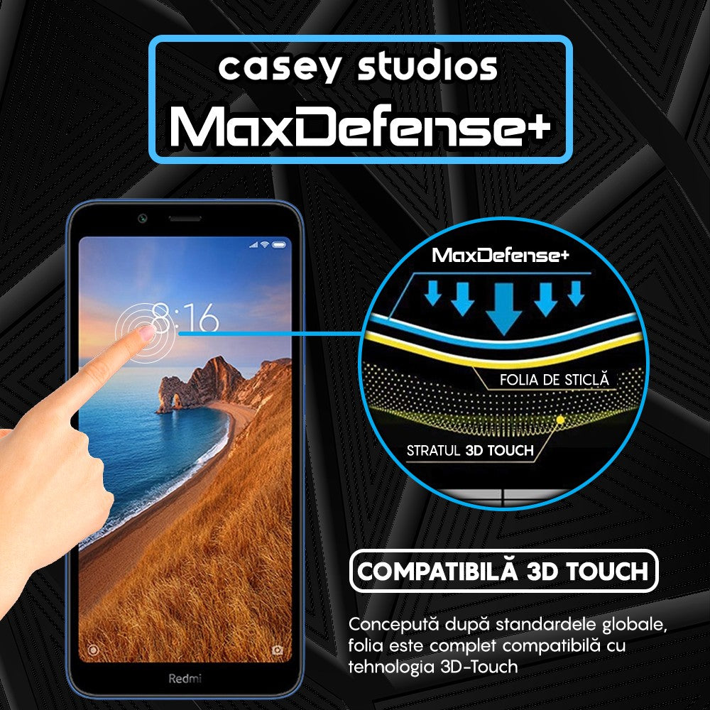 Folie Sticla MaxDefense+ - Xiaomi Redmi 7A - Negru