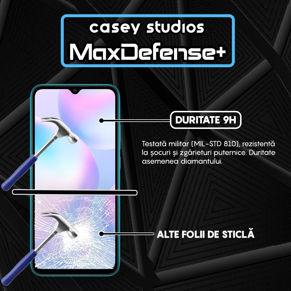 Folie Sticla MaxDefense+ - Xiaomi Redmi 9A/Redmi 9C NFC/Redmi 9C/Redmi 9AT/Redmi 10A - Negru