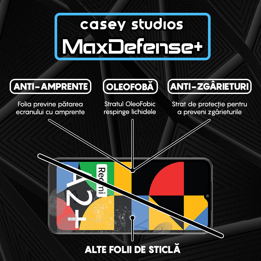 Folie Sticla MaxDefense+ - Xiaomi Redmi A1/Redmi A1 Plus/Redmi A2/Redmi A2 Plus - Negru