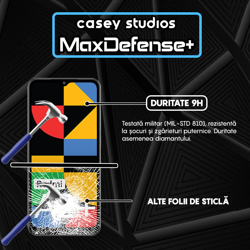Folie Sticla MaxDefense+ - Xiaomi Redmi A1/Redmi A1 Plus/Redmi A2/Redmi A2 Plus - Negru