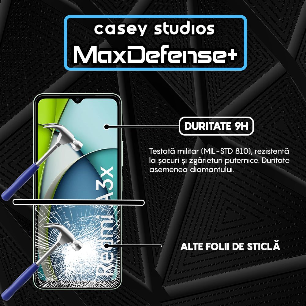 Folie Sticla MaxDefense+ - Xiaomi Redmi A3x - Negru