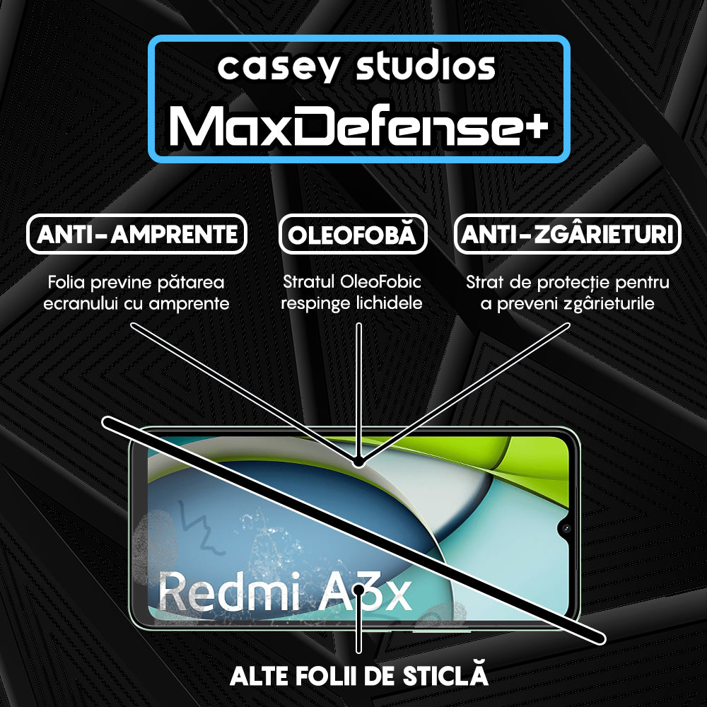 Folie Sticla MaxDefense+ - Xiaomi Redmi A3x - Negru