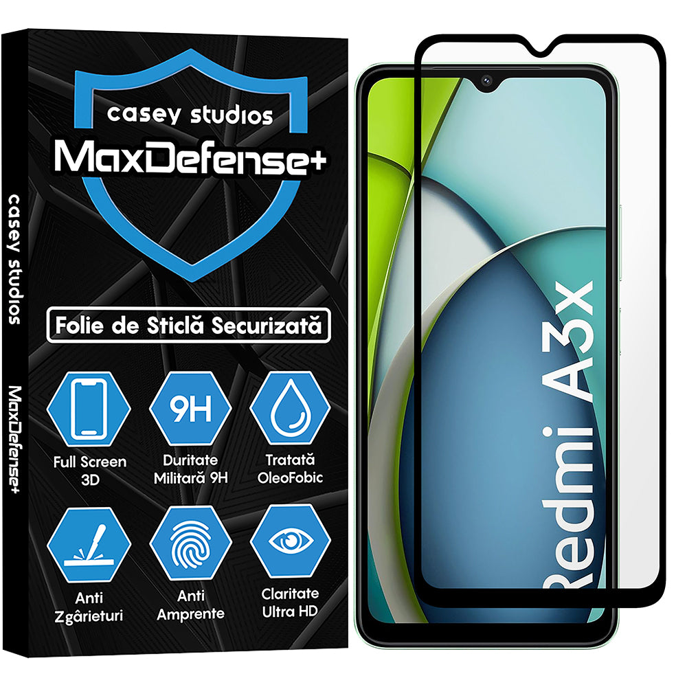 Folie Sticla MaxDefense+ - Xiaomi Redmi A3x - Negru