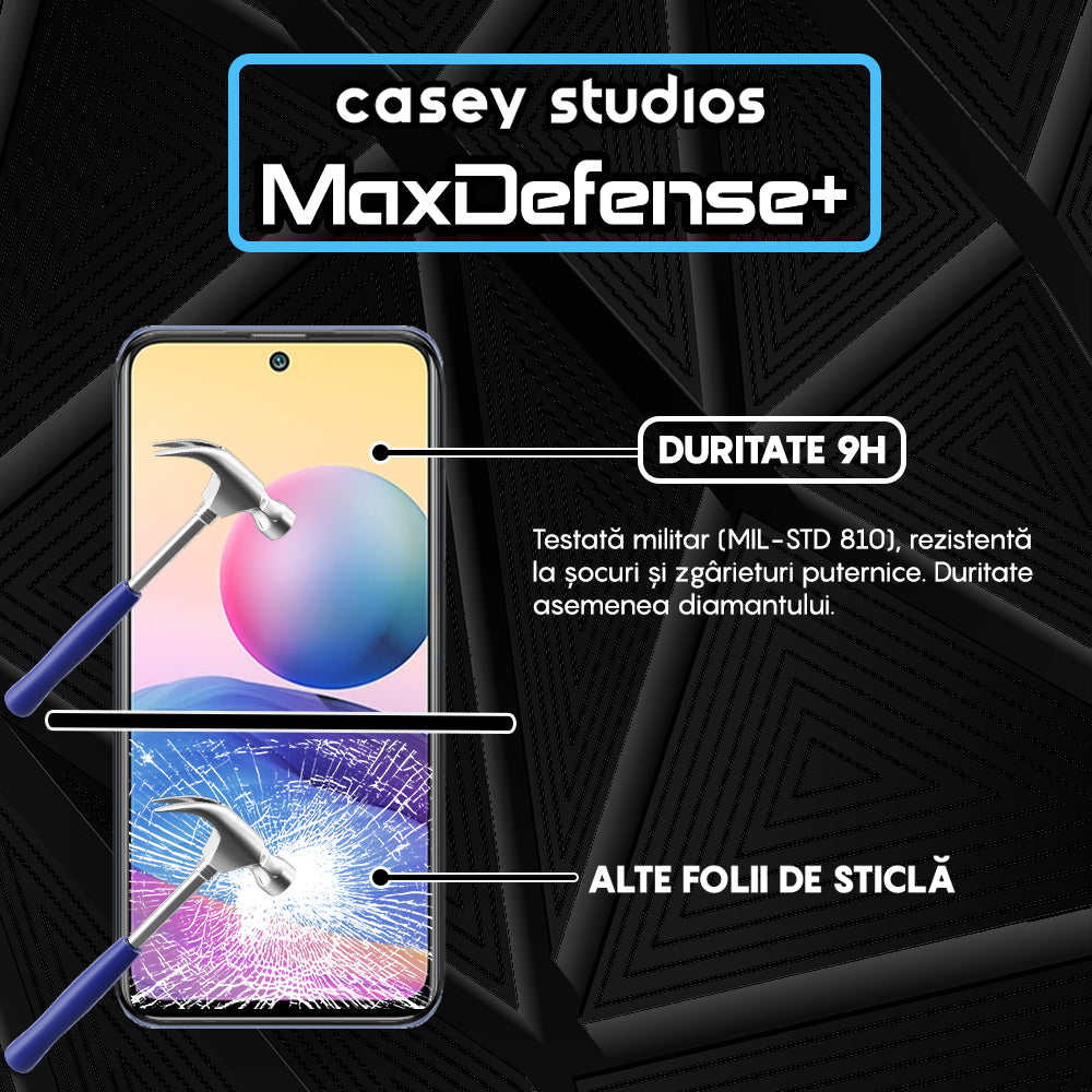 Folie Sticla MaxDefense+ - Xiaomi Redmi Note 10 5G - Negru