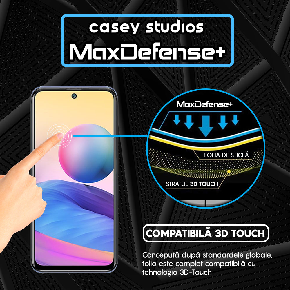 Folie Sticla MaxDefense+ - Xiaomi Redmi Note 10 5G - Negru