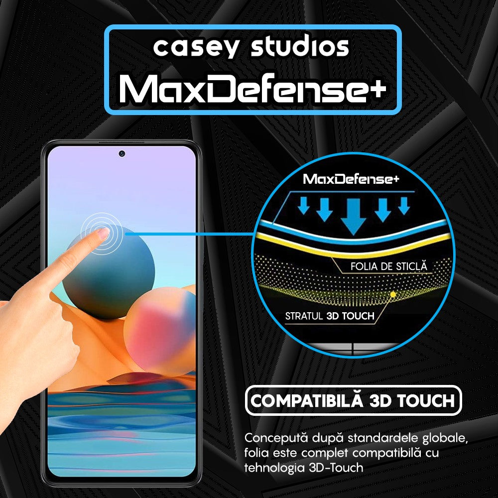 Folie Sticla MaxDefense+ - Xiaomi Redmi Note 10 Pro/Redmi Note 10 Pro Max - Negru
