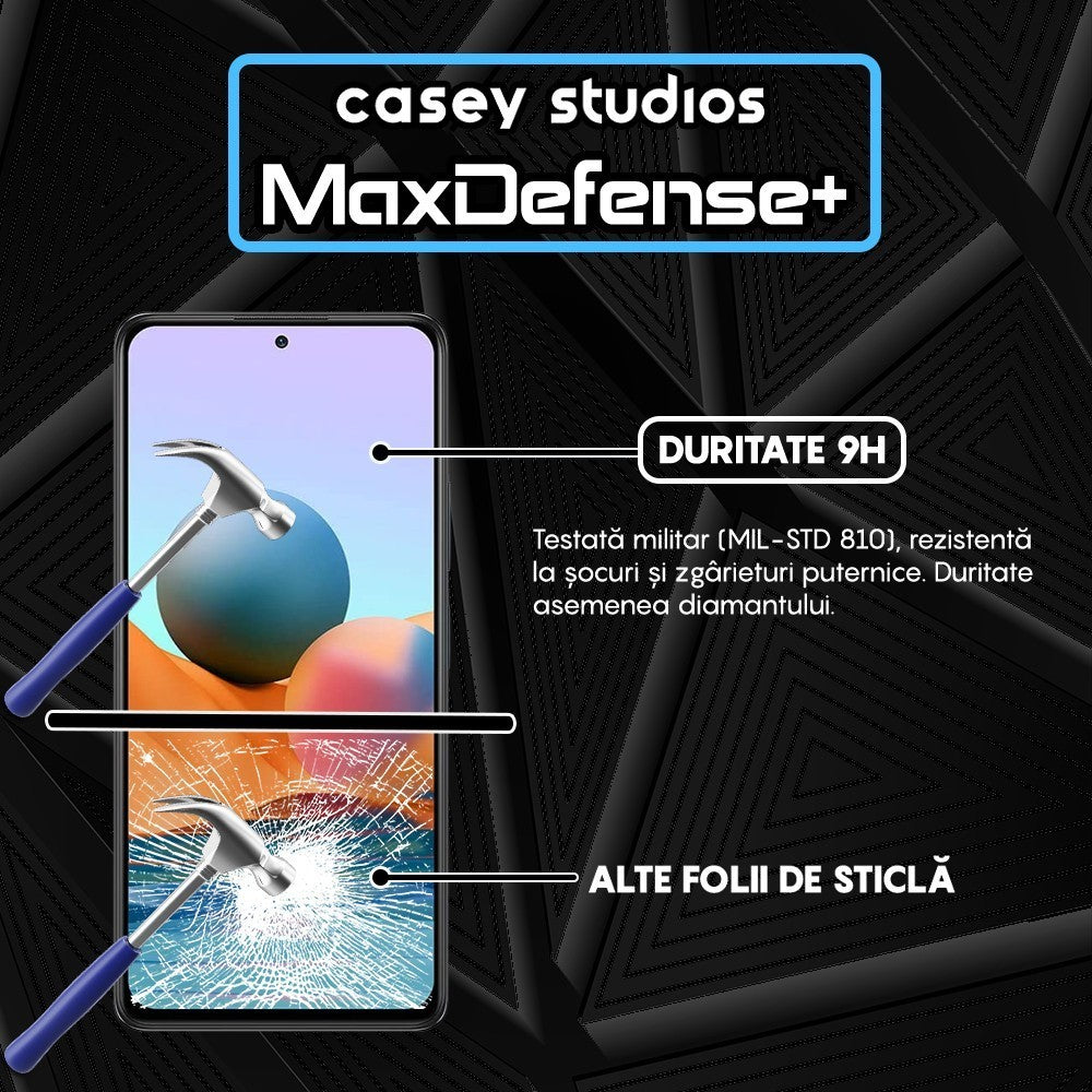 Folie Sticla MaxDefense+ - Xiaomi Redmi Note 10 Pro/Redmi Note 10 Pro Max - Negru