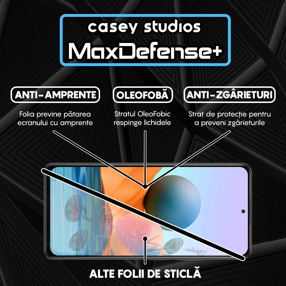 Folie Sticla MaxDefense+ - Xiaomi Redmi Note 10 Pro/Redmi Note 10 Pro Max - Negru