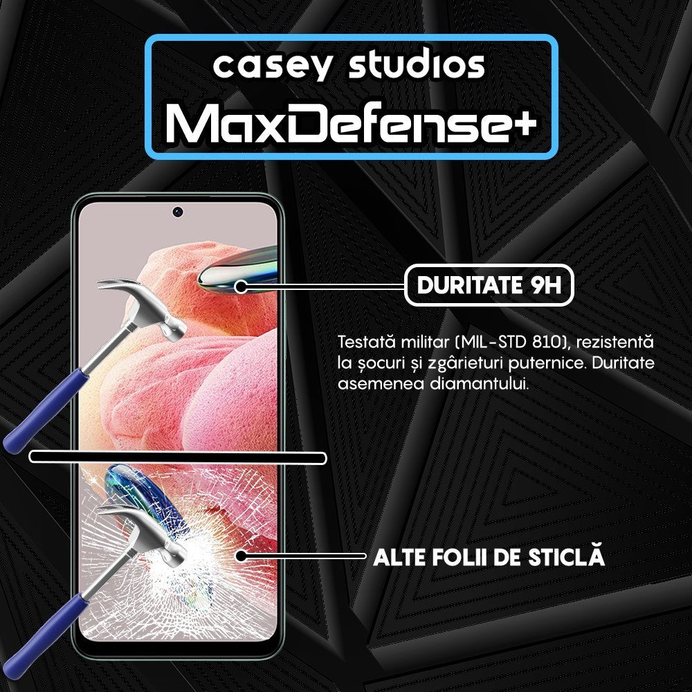 Folie Sticla MaxDefense+ - Xiaomi Redmi Note 12 4G/Redmi Note 12 5G/Poco X5 - Negru