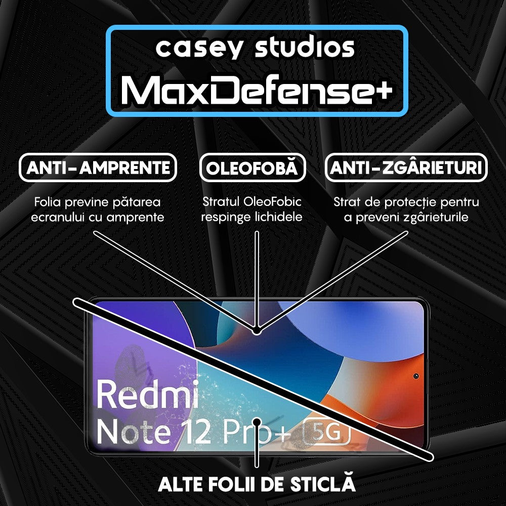 Folie Sticla MaxDefense+ - Xiaomi Redmi Note 12 Pro 5G/Redmi Note 12 Pro+ - Negru