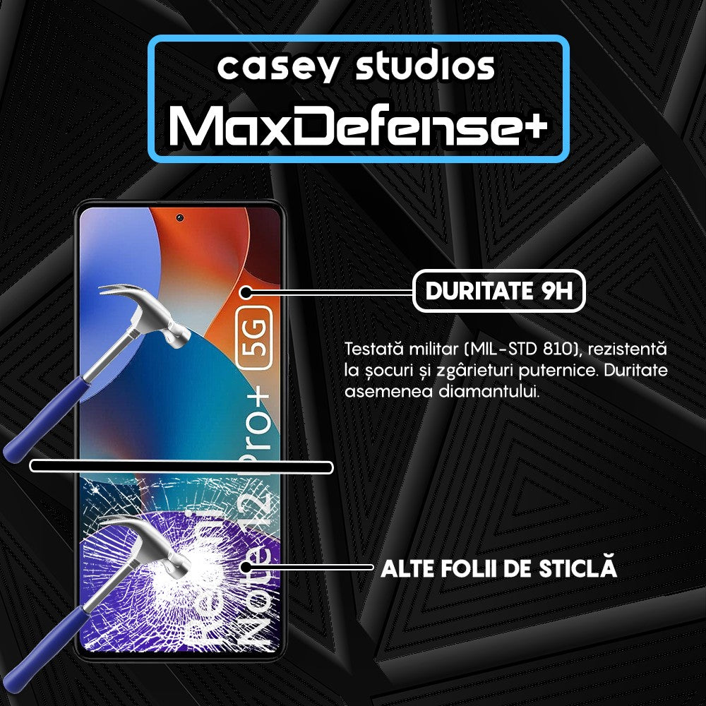 Folie Sticla MaxDefense+ - Xiaomi Redmi Note 12 Pro 5G/Redmi Note 12 Pro+ - Negru