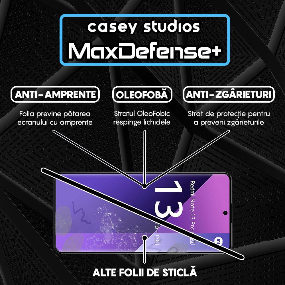 Folie Sticla MaxDefense+ - Xiaomi Redmi Note 13 Pro Plus - Negru