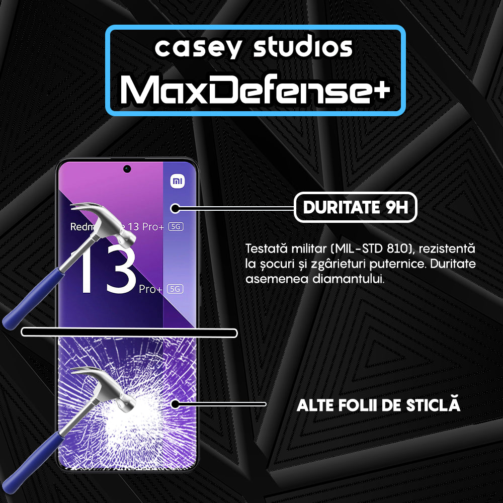 Folie Sticla MaxDefense+ - Xiaomi Redmi Note 13 Pro Plus - Negru
