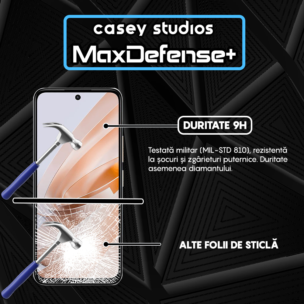 Folie Sticla MaxDefense+ - Xiaomi Redmi Note 13R - Negru