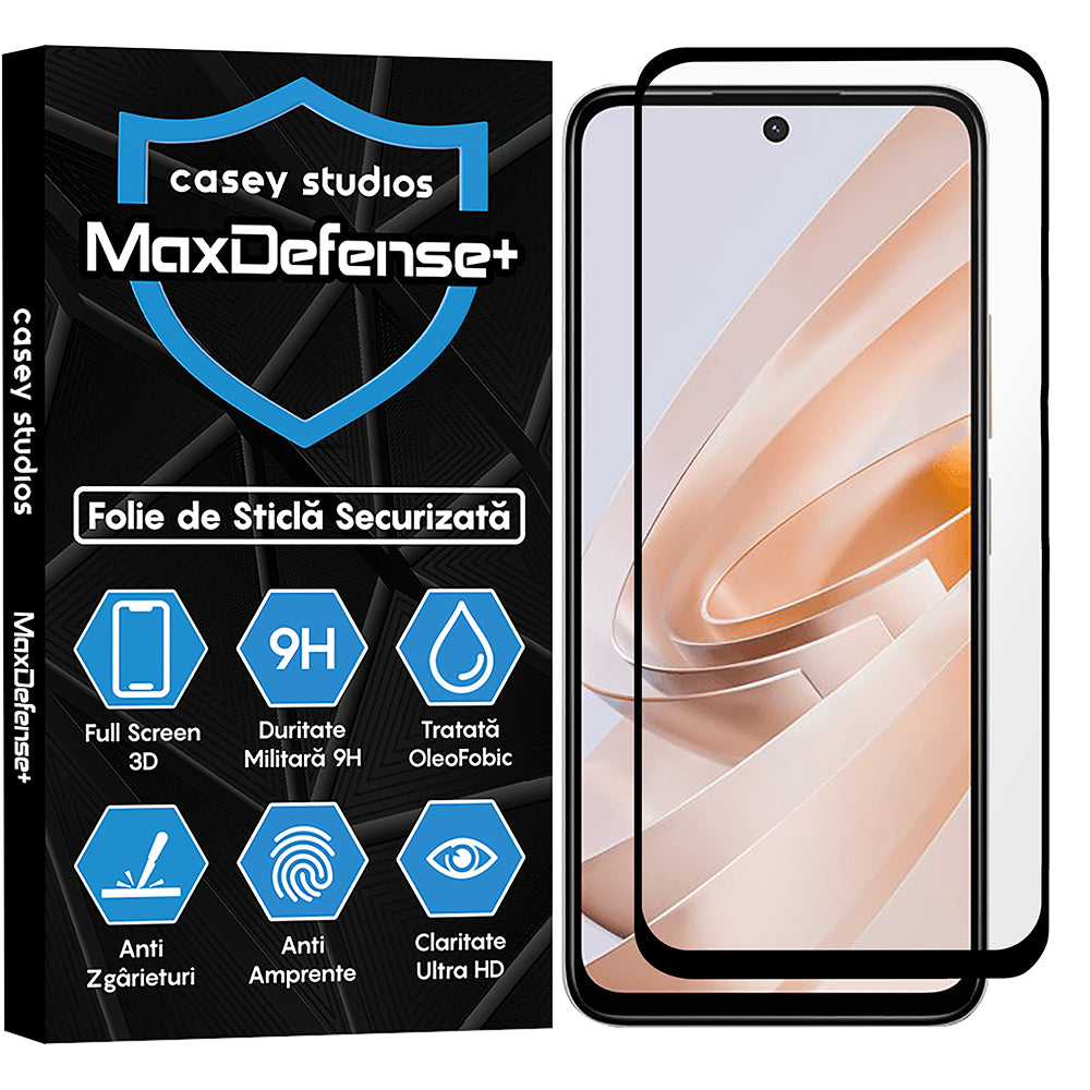 Folie Sticla MaxDefense+ - Xiaomi Redmi Note 13R - Negru