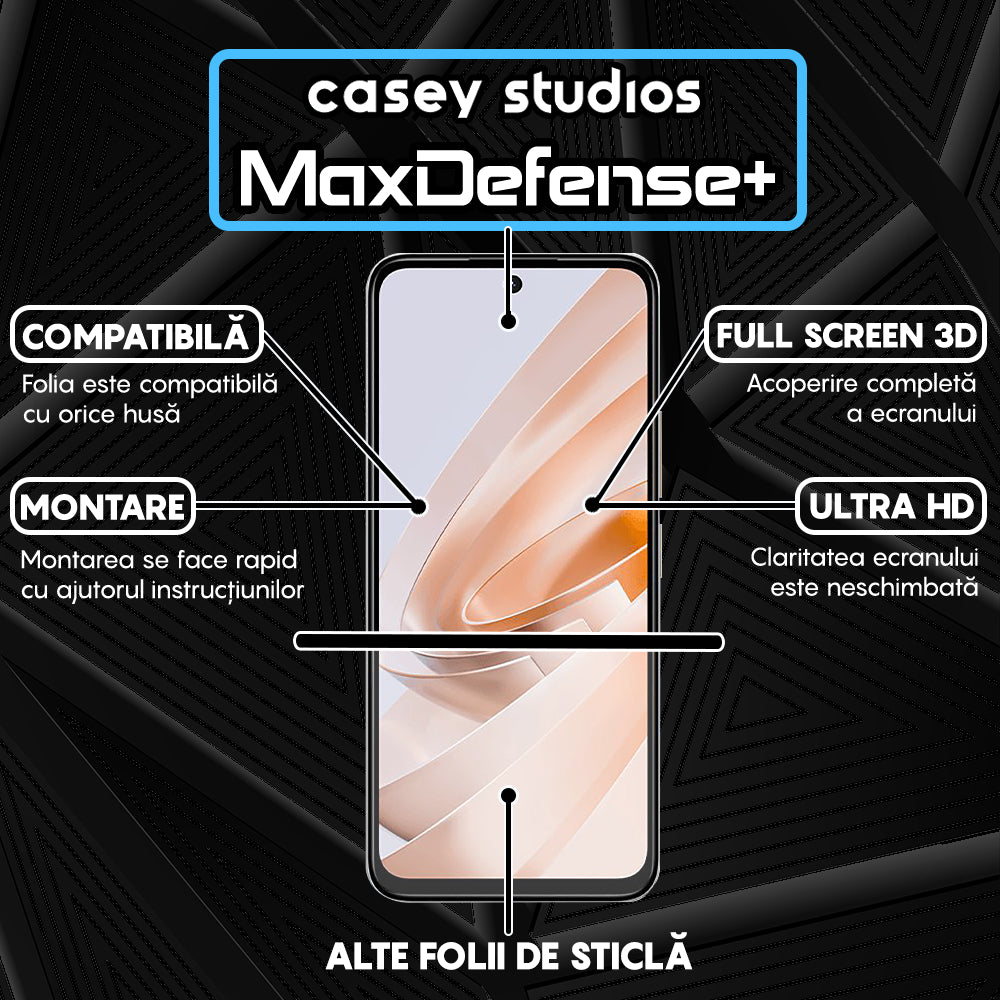 Folie Sticla MaxDefense+ - Xiaomi Redmi Note 13R - Negru