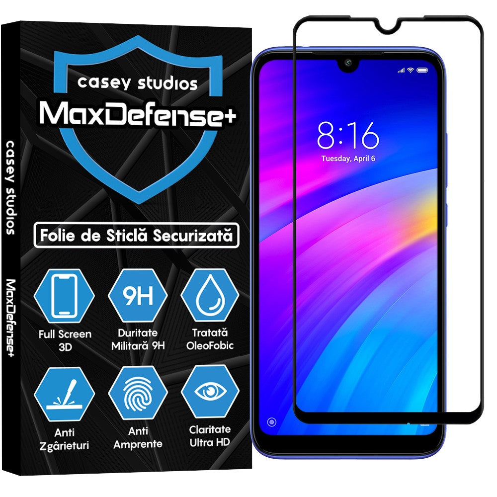 Folie Sticla MaxDefense+ - Xiaomi Redmi Note 7/Redmi Note 7 Pro - Negru