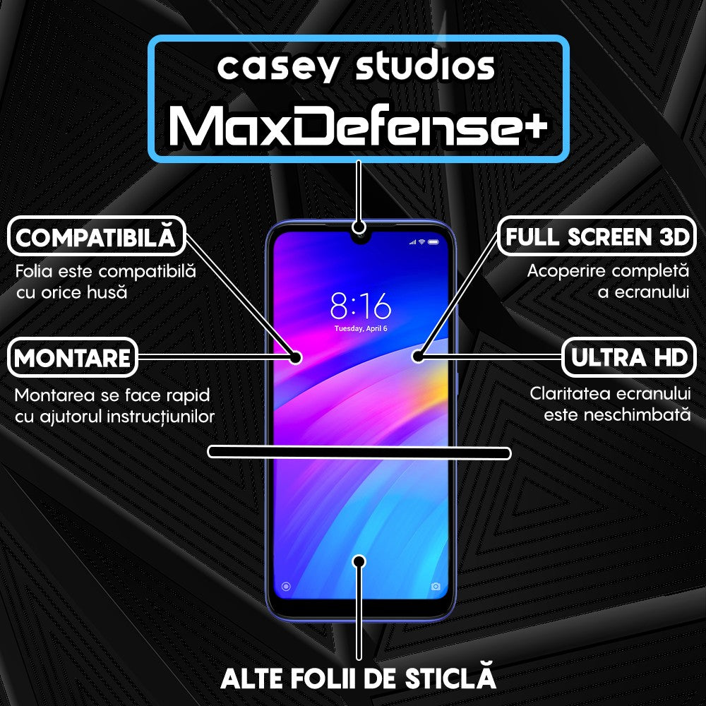 Folie Sticla MaxDefense+ - Xiaomi Redmi Note 7/Redmi Note 7 Pro - Negru