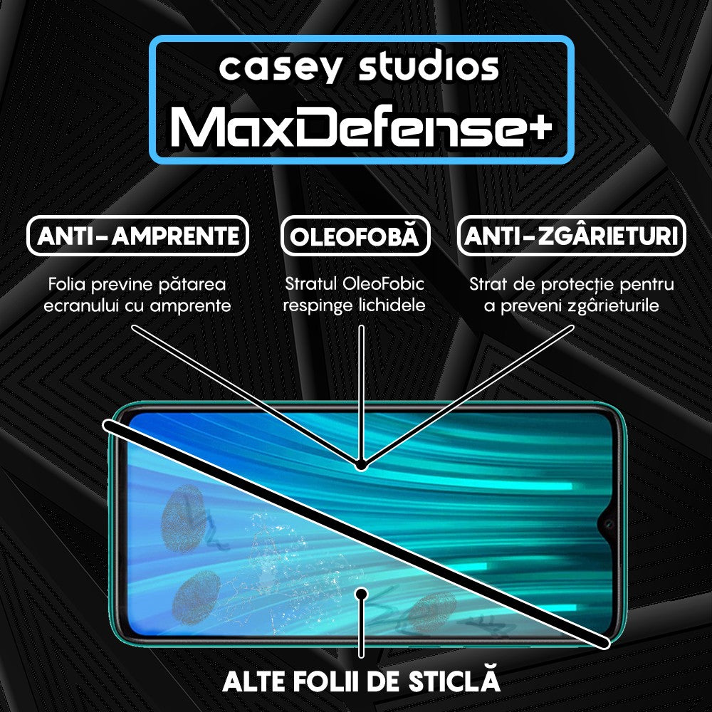 Folie Sticla MaxDefense+ - Xiaomi Redmi Note 8 Pro - Negru