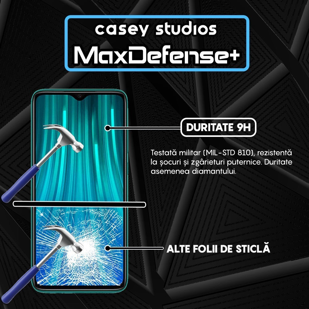 Folie Sticla MaxDefense+ - Xiaomi Redmi Note 8 Pro - Negru