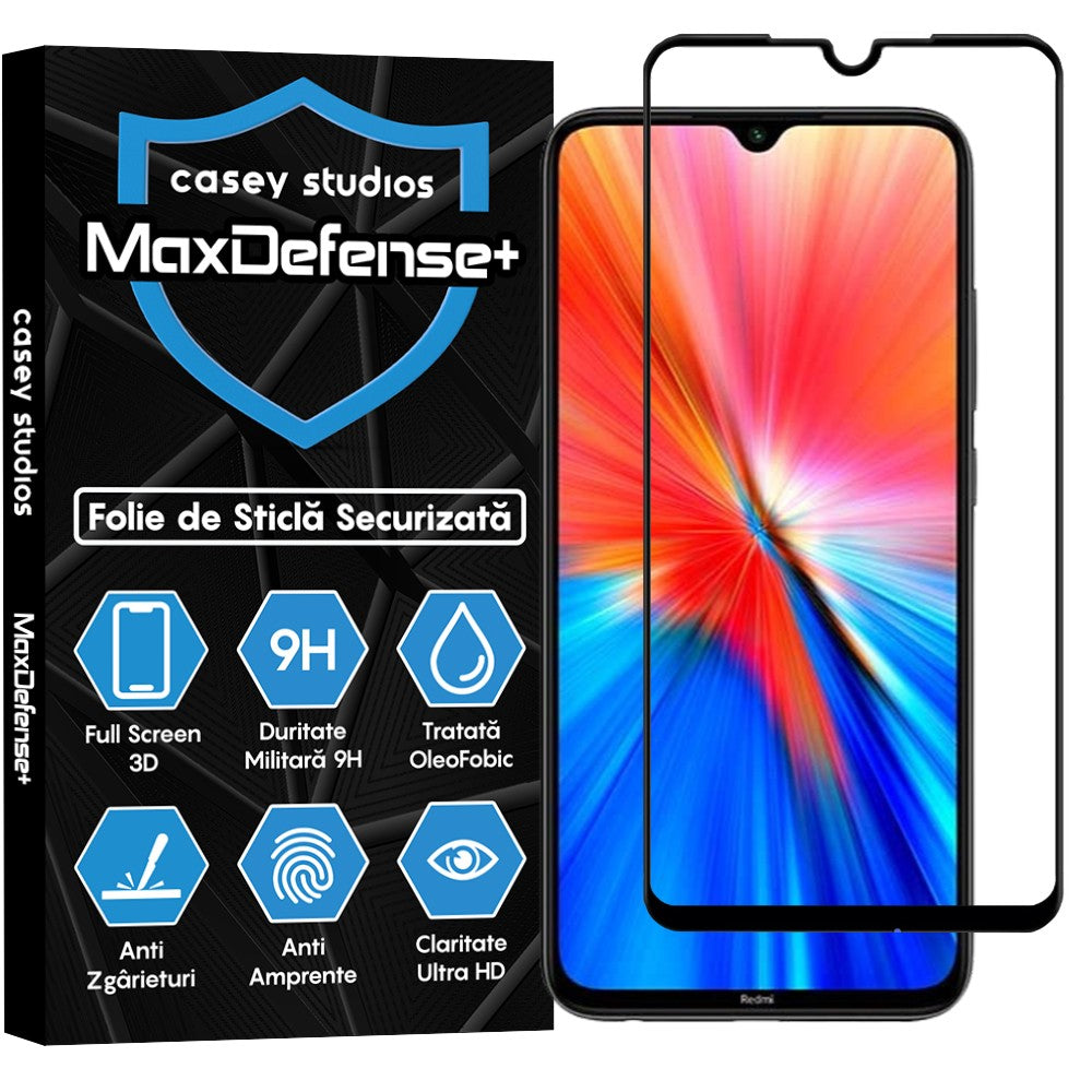 Folie Sticla MaxDefense+ - Xiaomi Redmi Note 8/Redmi Note 8 2021 - Negru